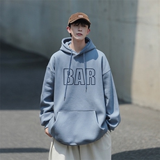 2022BAR英文印花宽松连帽卫衣Y086常规版P48加绒版P65白，男装卫衣，电商B219