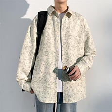 特批P38无差价秋季新款扎染花衬衫男设计感时尚翻领衬衣外套C2534，男装衬衫，电商A001