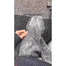美式复古雪花纹牛仔裤男小众设计扎染裤子潮牌高街痞帅直筒微喇裤，男装牛仔裤，四季星座505