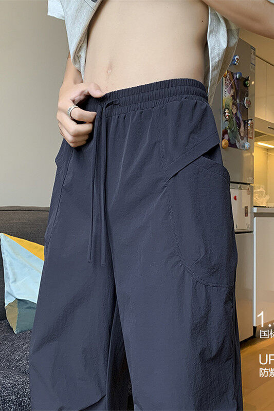 夏季新款防晒凉感冰丝微弹伞兵工装休闲裤XZ604-K208-特P35控68,男装防晒衣,星座604
