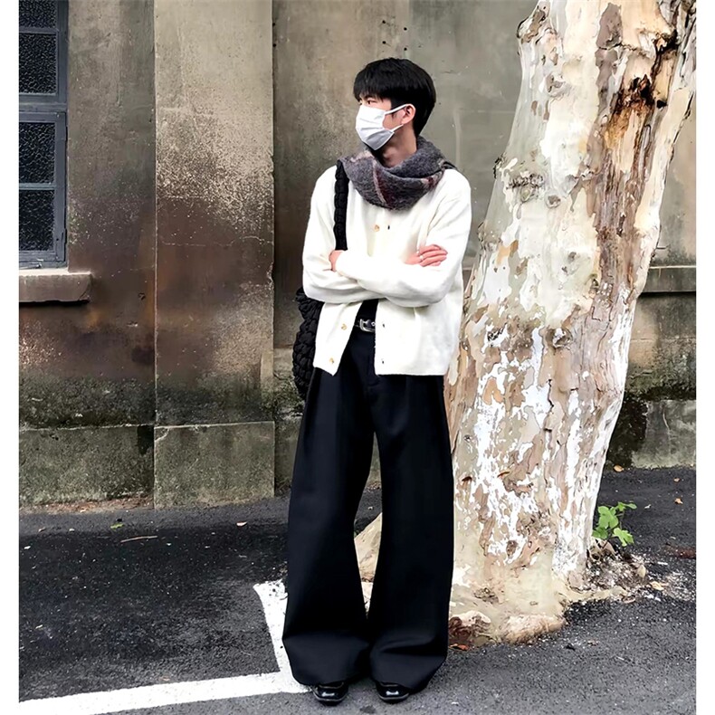 重磅秋冬男女北极绒开衫毛衣美式复古休闲慵懒风单排扣针织衫外套,男装针织衫/毛衣,电商A486-1