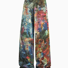 1506/QB1720/P63美式涂鸦油画弯刀设计感小众油漆直筒拖地裤ins潮，男装休闲裤，星座1506