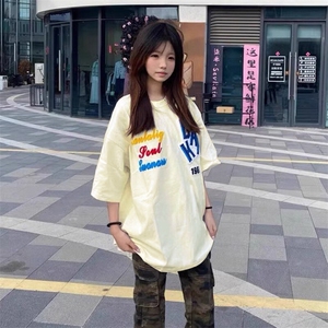 万针全刺绣工艺抖音得物高品质260克重磅纯棉双纱美式高街短袖T恤图片