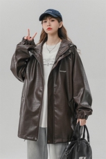 1中性连帽鳄鱼纹PU皮大码M-5XL情侣冲锋衣夹克男JK8744P90控128，男装夹克，星座226-2