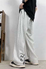 秋冬宽松情侣大码直筒裤刺绣华棉休闲百搭长裤K991p55，男装休闲裤，电商D315A