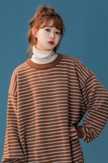 1中性风休闲条纹圆领套头毛衣大码M-5XL针织衫外套女8721P60控88，女装针织衫/毛衣，星座226-2