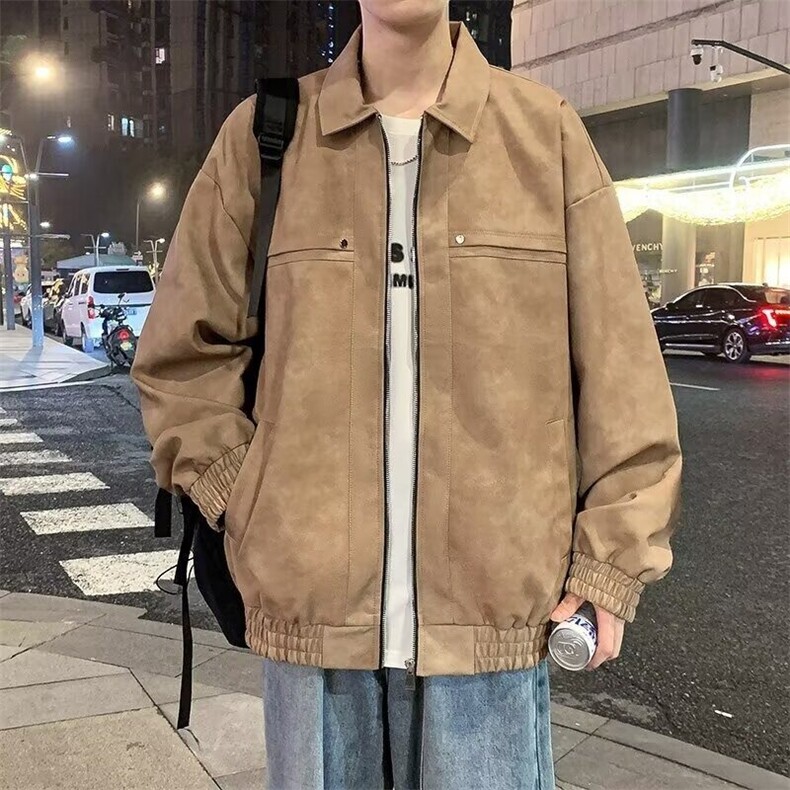 罗蒙美式复古街头百搭机车皮衣男士2025春秋季防风廓形宽松外套男,男装夹克,星座506A