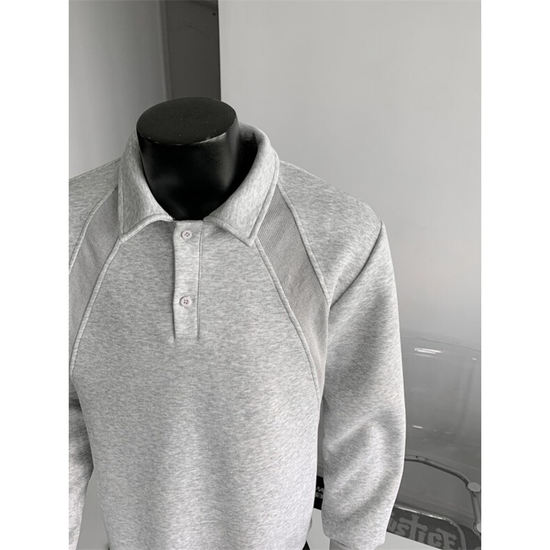 WY803-尺码M-3XL-P38-美式解构拼接POLO领卫衣宽松休闲情侣上衣,男装Polo衫,星座1811B