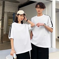 夏季现货主推不断货大码港风情侣宽松休闲圆领短袖T恤T65P28，男装T恤，电商B226