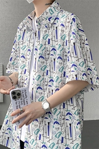 8XL-M花衬衫男短袖夏季薄款冰丝半袖宽松大码休闲外套DC28008P38图片