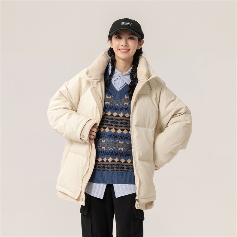 新标白鸭绒简约休闲立领外套纯色加厚羽绒服ESY0221-P205图片
