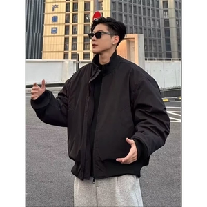 黑色立领棒球服男秋季美式外套廓形短款工装飞行员夹克 CJ34-P58图片