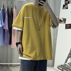 T06常年款男士休闲字母印花T恤衫外套圆领半袖五分袖TEE男女中性图片