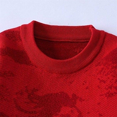 M6351-TP58新年战袍情侣装秋冬季搭毛衣红色本命马年衣服拜年服，男装针织衫/毛衣，电商D310B