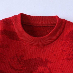 M6351-TP58新年战袍情侣装秋冬季搭毛衣红色本命马年衣服拜年服图片