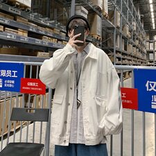 港风秋季工装百搭牛仔夹克男女韩版宽松中性牛仔衣外套JK205/P60，男装夹克，电商D202-1