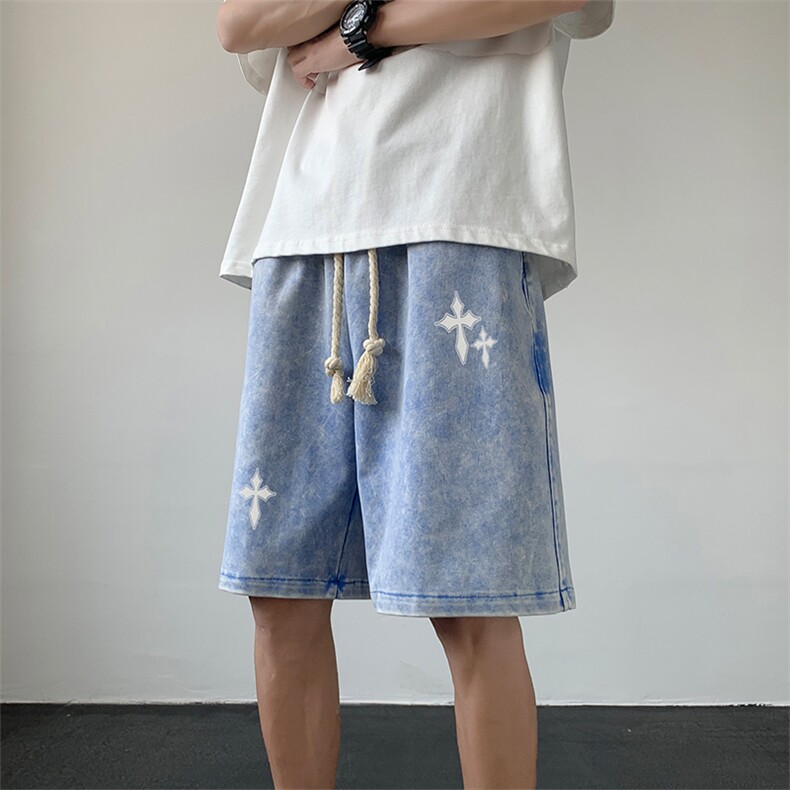 抖音供货、320克夏季新款水洗立体腰休闲短裤D223A-SK2306-P45,男装休闲裤,电商019-1