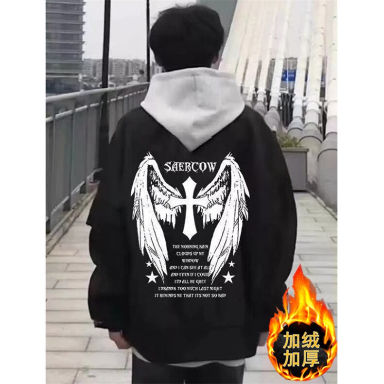 复古高街飞行员翅膀印花夹克秋新款棒球服宽松情侣外套 JN816图片