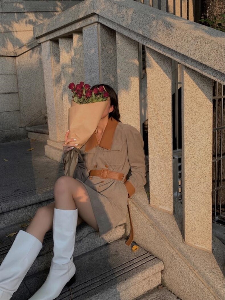 现货秋款复古连衣裙，女装连衣裙，MJJ