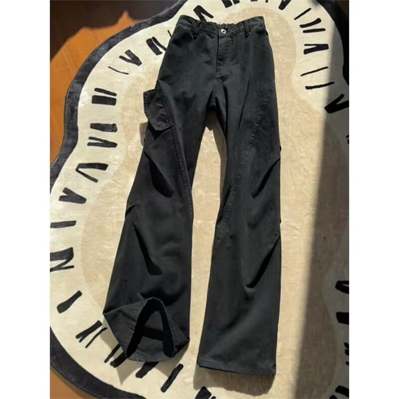 美式斜切男女秋冬潮牌褶皱宽松工装牛仔直筒裤S8429p51,男装工装外套,星座1112-1