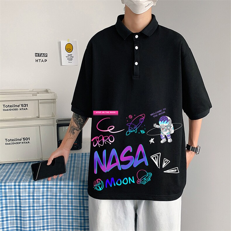 PL57186-P35 翻领短袖polo衫男大码胖子半袖t恤男有领保罗衫 模特图片
