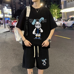 ！2024夏季新款潮牌青少年华夫格短袖套装学生一套HTZ52P50图片