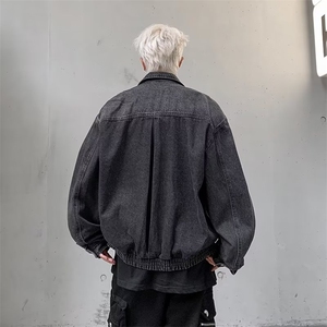 潮牌港风宽松复古高级感潮流痞帅炸街夹克牛仔外套NC870图片