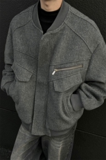 美式潮系夹棉绒毛呢外套飞行服冬季加厚棒球服棉服893P125，男装棉衣，电商A458A
