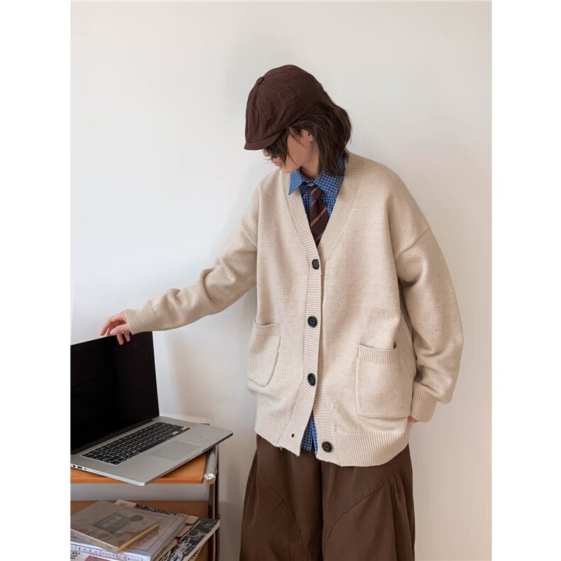 2024秋冬新款宽松学院风休闲针织衫开衫毛衣外套男女MZ764-P49,男装针织衫/毛衣,星座412-2