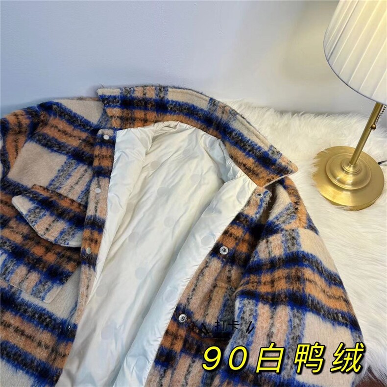 90白鸭绒毛呢料格子加厚羽绒服宽松大码外套A017YR99P225,男装羽绒服,电商A017