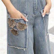 2021年夏季阔腿毛边牛仔裤韩版/套裙，女装套装/套裙，秋水欣儿