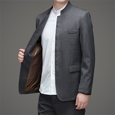 2025高品质中山装西服外套男士中老年风新中式休闲西服唐装，男装西服，钱塘723
