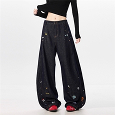 N1260-P56原版钉珠卡通刺绣弯刀牛仔裤，男装牛仔裤，电商B323A