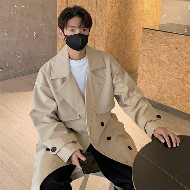 现货中长款大衣男2025新款春季外套高级感英伦风衣F02525-P98，男装风衣，星座308B-2