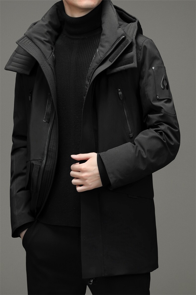 90%鹅绒男士连帽可卸中长款休闲羽绒服冬季新款外套ZG2903-P410，男装羽绒服，电商B212（原钱塘6029）