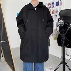 中长款风衣男韩版潮流高街帅气连帽2023春秋新款ins外套W4562-P48，男装风衣，星座412-2