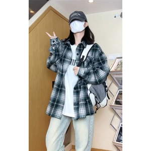 小香风复古格子加厚衬衫夹克外套休闲情侣宽松C2197-P45【特价】图片