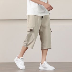 夏季七分裤男日系宽松工装休闲裤潮流风直筒休闲短裤AK30P40图片