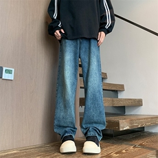 春秋内景新款直筒宽松牛仔裤男做旧复古阔腿休闲长裤NZ00249/P45，男装牛仔裤，电商B316
