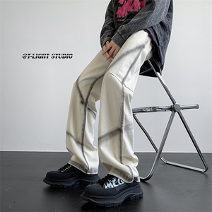 B221 美式ins高街暗黑小众个性喷墨直筒牛仔裤 LK23146-P65 控88图片