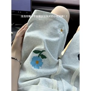 B221 美式ins高街刺绣小花休闲短裤五分裤 LK25544-特P25控58.8图片