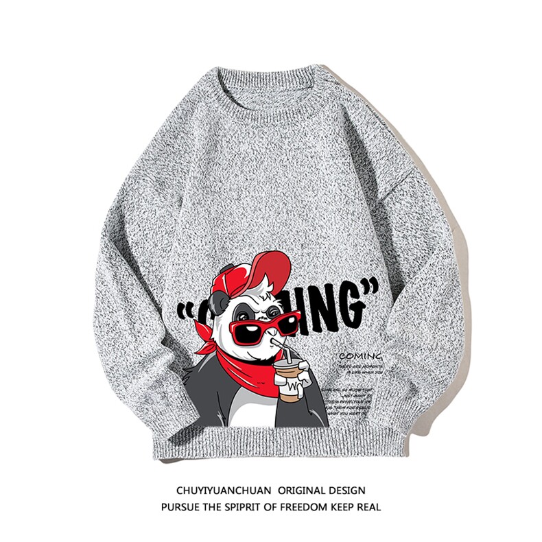加厚加绒毛衣男大码毛线衣男针织衫 M19218-P45 加绒款-P65 白底图片