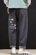 NK46124-P45加绒-P55百搭牛仔裤男士宽松九分裤男直筒裤子男，男装牛仔裤，电商A040A