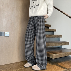 冬季新款美式压褶格子设计呢料百搭休闲裤B315-K25858-特p40控78图片