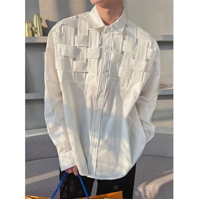 轻熟风春秋季长袖衬衫男士炸街痞帅垂感翻领外穿衬衣C551，男装衬衫，星座1116A（原606A-3）