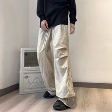 美式街头抽绳褶皱设计休闲宽松直筒工装裤男女阔腿长裤BL819-p43，男装工装外套，星座1008-1