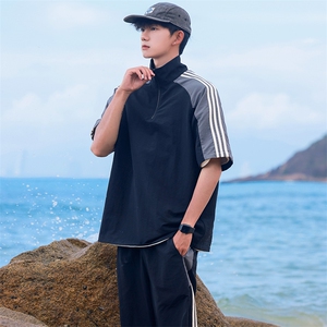 美式条纹短裤男夏季新款潮薄款搭配一套宽松五分裤子TZ120-P63图片