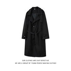 秋冬新大衣男长款过膝腰带羊毛呢大衣双排扣风衣外套厚FY751P82，男装风衣，星座1013-5