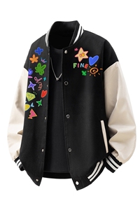 立体白底美式呢料印花设计M-5XL大码棒球服夹克男NL78104P69控108图片