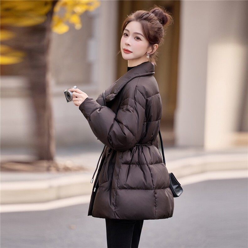 现货，2025新款羽绒服女冬季中长款面包服时尚宽松加厚外套潮,女装羽绒服,兰菲阁